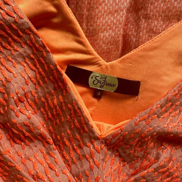 Anthropologie Eva Franco Dress Swing Orange Texture 50's Housewife Belted - Picture 7 of 7